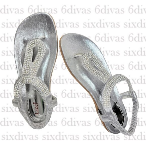 WOMENS Size 8 Silver Sequin Embellish Comfort Insole Toe Post Sandals NEW - Picture 9 of 15